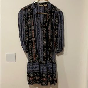 Anthropologie button front tiered hem dress